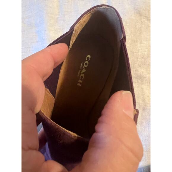 Coach Booties Size 7 B Burgundy Suede Heels Open Toes Adrianna - Picture 9 of 10